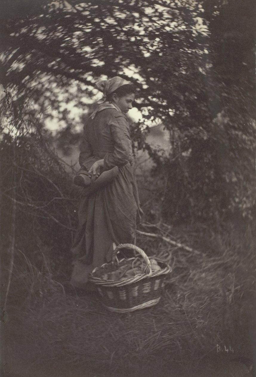 Yerde Sepetle Duran Kadın, 1870. by Giraudon