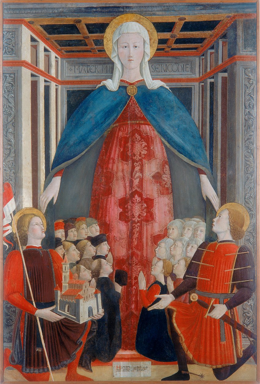 Madonna della Misericordia, St. Venantius ve St. Sebastian ile, 1463 by Girolamo Giovanni