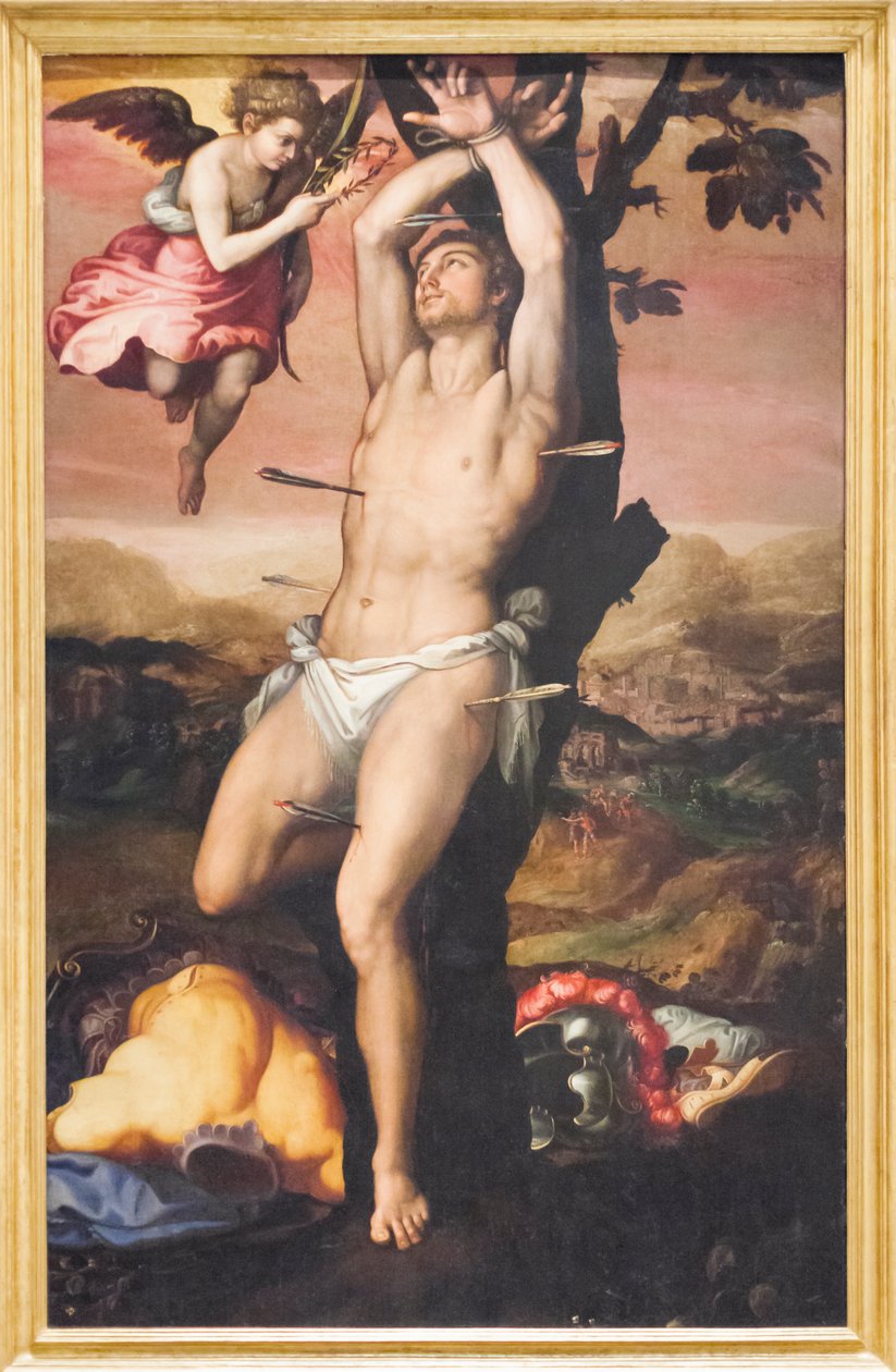 Aziz Sebastian Şehitlik Tacı ve Avucunu Aldı by Girolamo (1521 c.1580) Siciolante