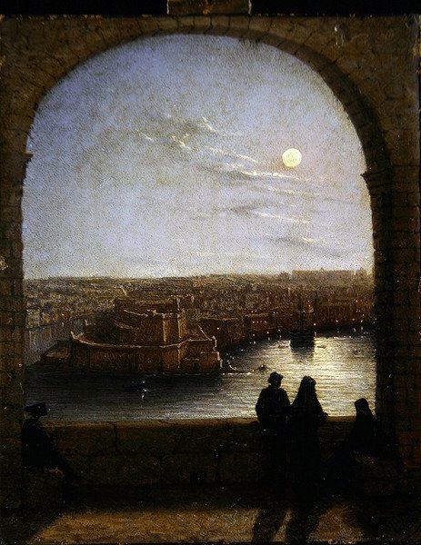 Tahkimatların İçinde, Valetta- Bir Kemerden Gece Manzarası by Girolamo Gianni