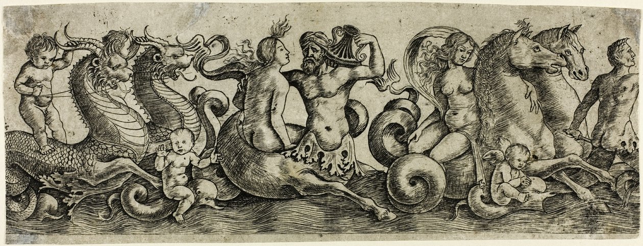 Tritonlar ve Periler ile Friz by Girolamo Mocetto