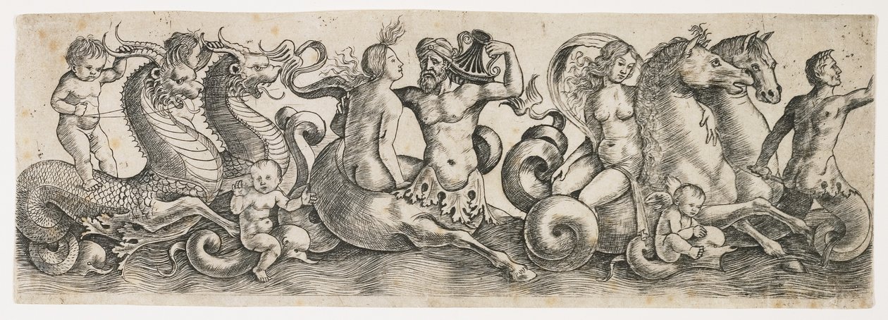 Tritonlu ve Perili Friz, c. 1517 by Girolamo Mocetto