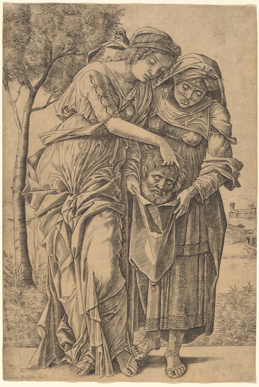 Holofernes Başkanı ile Judith by Girolamo Mocetto after Andrea Mantegna
