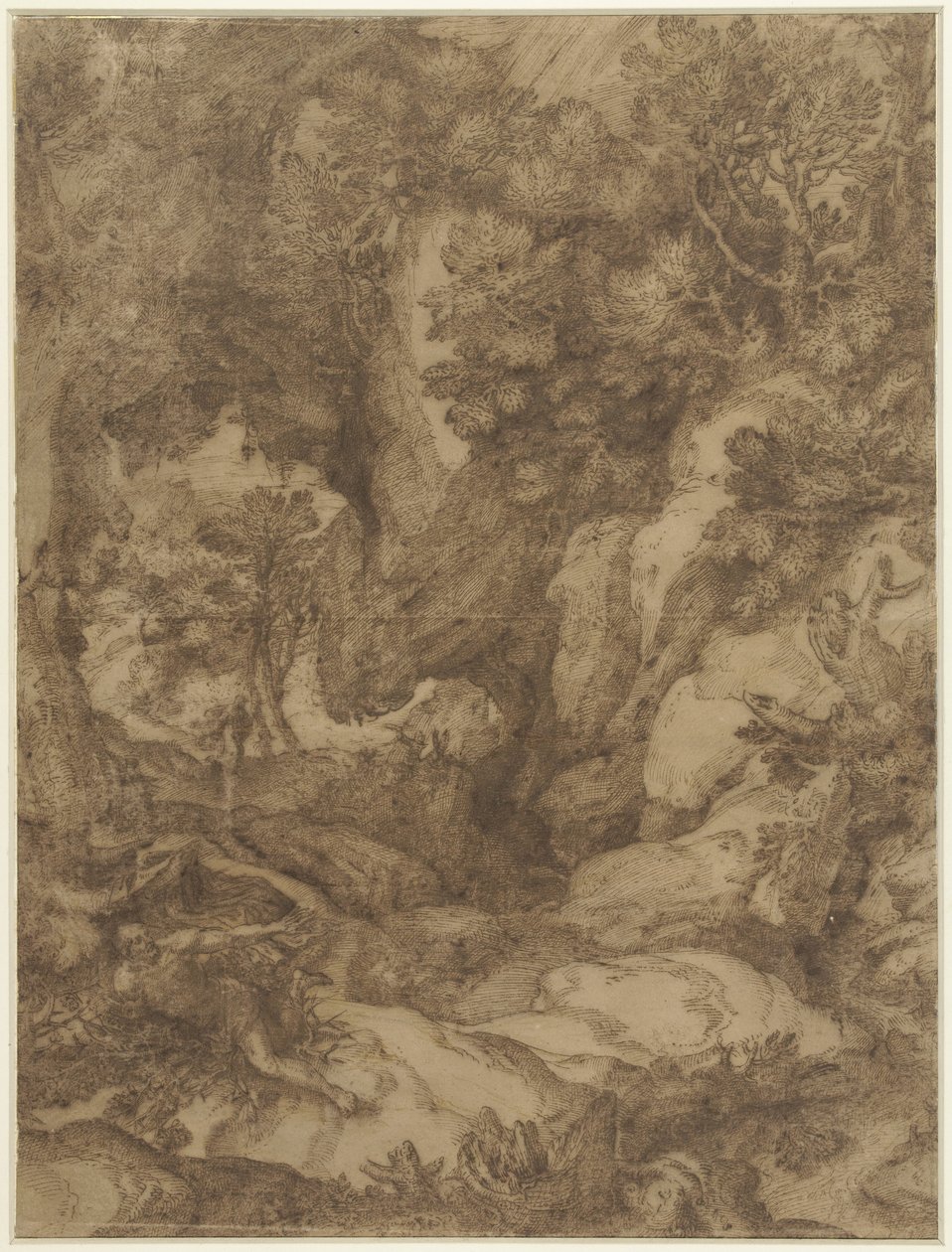 Bir manzarada Aziz Benedict by Girolamo Muziano