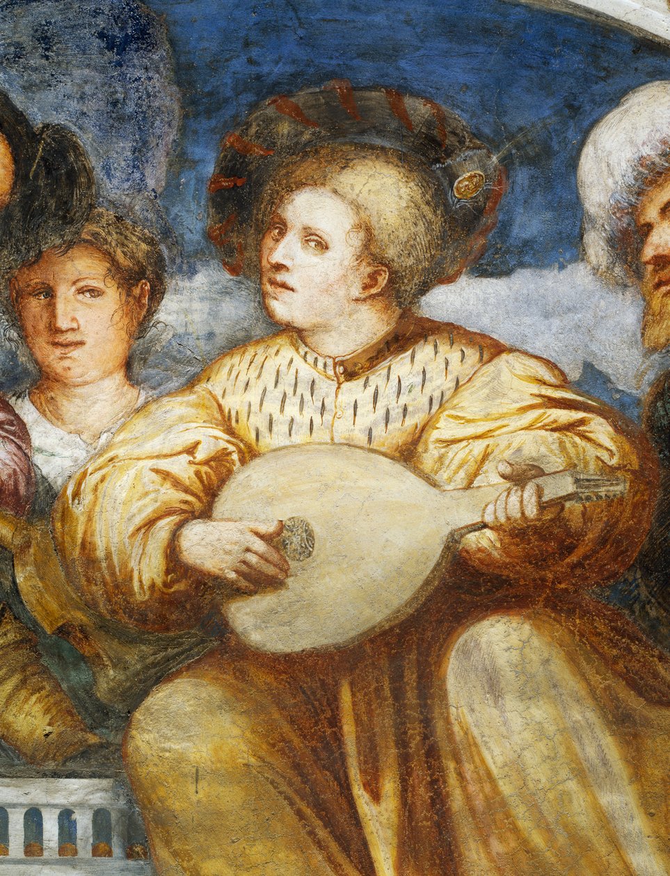 Konser, talipler arasında mandolin çalar by Girolamo Romanino