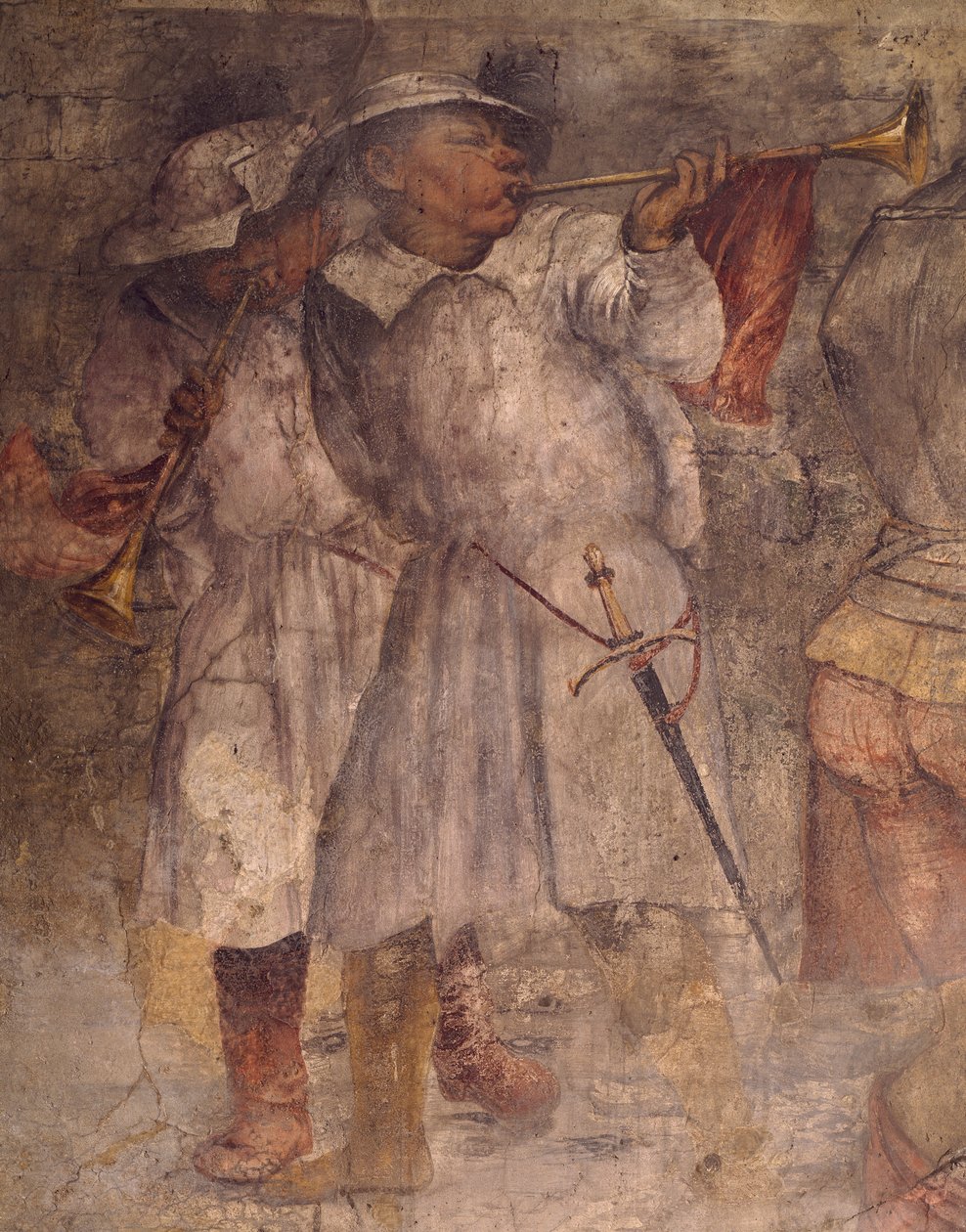 Trompet çalan adam figürü, Girolamo Romanino (yaklaşık 1484-1566), St. Anthony (Saint