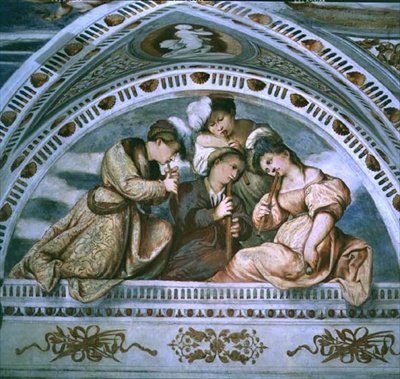 Konser: üflemeli çalgılar, lunette by Girolamo Romanino
