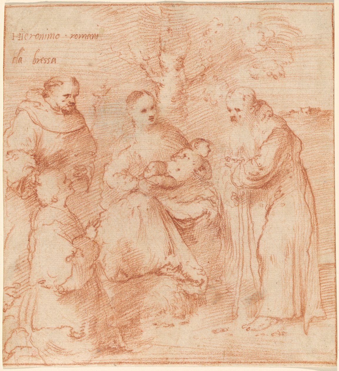 Aziz Francis ve Anthony Abbot ve Bir Donör ile Madonna ve Çocuk by Girolamo Romanino