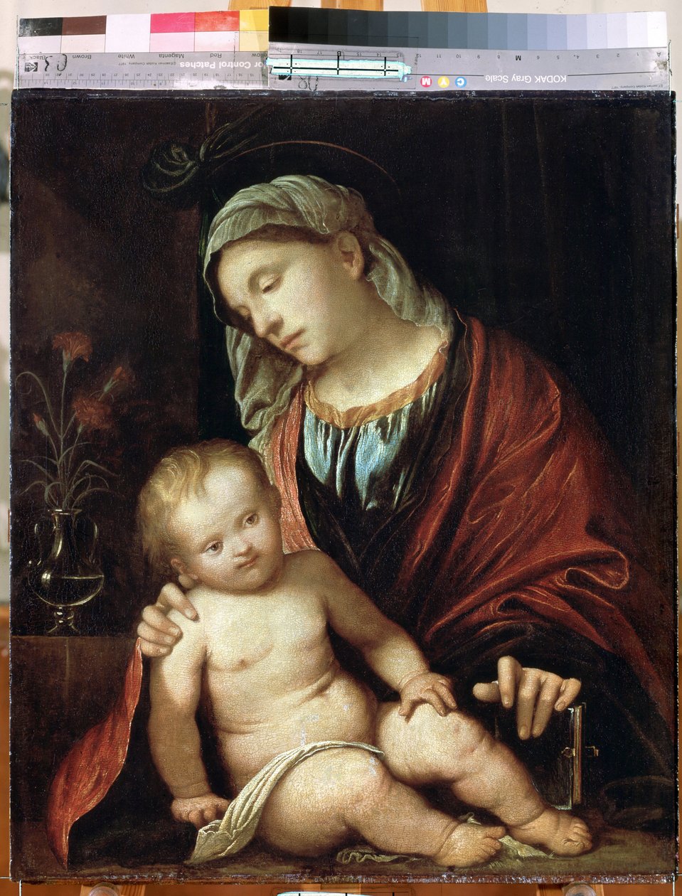 ""Madonna ve Çocuk"" Tablosu Gerolamo Romanino (1485/6-1566) Yaklaşık 1520 Hermitage Müzesi, Sankt Petersburg by Girolamo Romanino