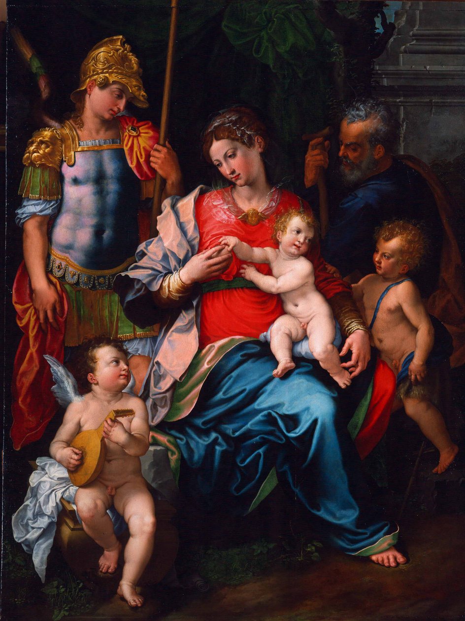 Azizler Vaftizci Yahya, Başmelek Mikail ve Yusuf ile Bakire ve Çocuk, 1545 by Girolamo Sciolante da Sermoneta