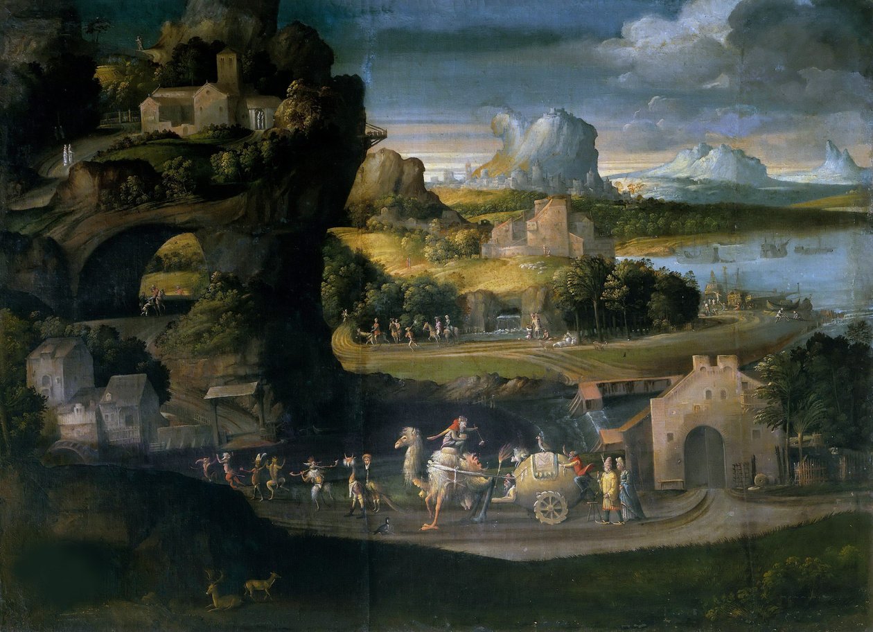 Büyücülerle Manzara, c. 1525. by Girolamo da Carpi