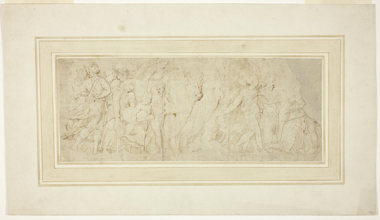 Figürler ve Öküz Alayı by Girolamo da Carpi