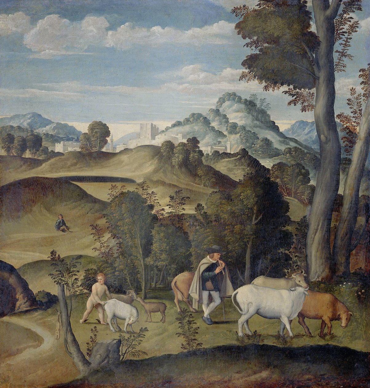 Apollon Sürüsünden Sığır Çalan Genç Merkür by Girolamo da Santacroce (ca.1480 1556) (attributed to)