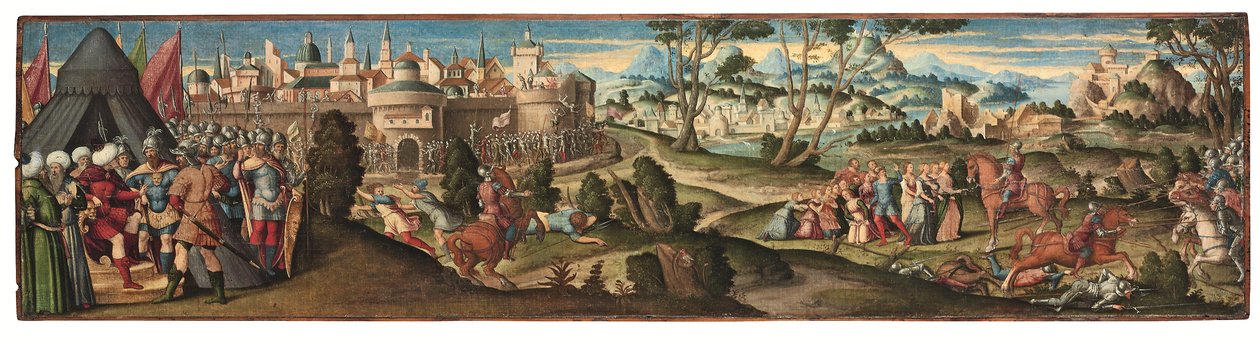 Orlando Furioso'dan sahneler (panel üzerine serilen tuval üzerine yağlı boya) by Girolamo da Santacroce