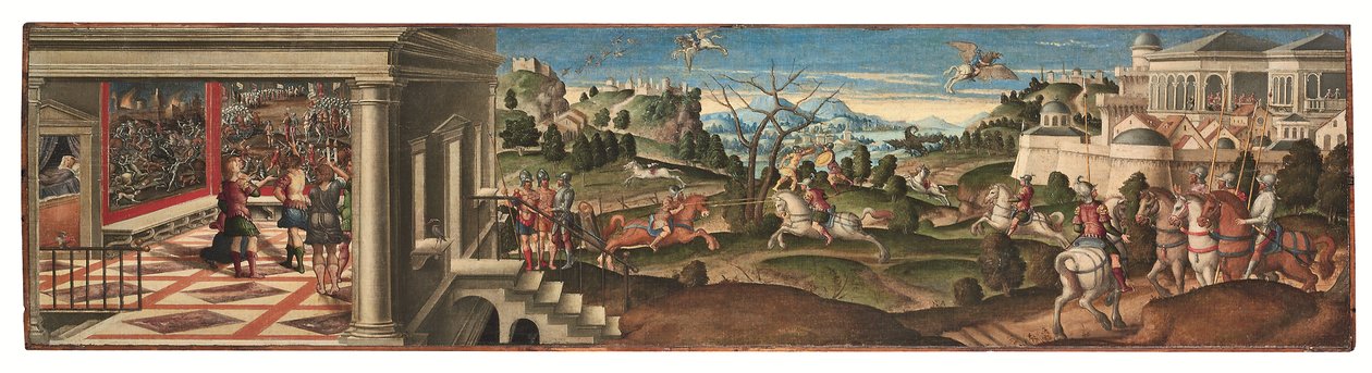 Orlando Furioso'dan sahneler (panel üzerine serilen tuval üzerine yağlı boya) by Girolamo da Santacroce