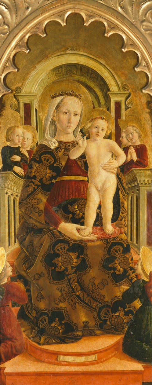 Tahta oturan Madonna (resim) by Girolamo di Giovanni di Camerino