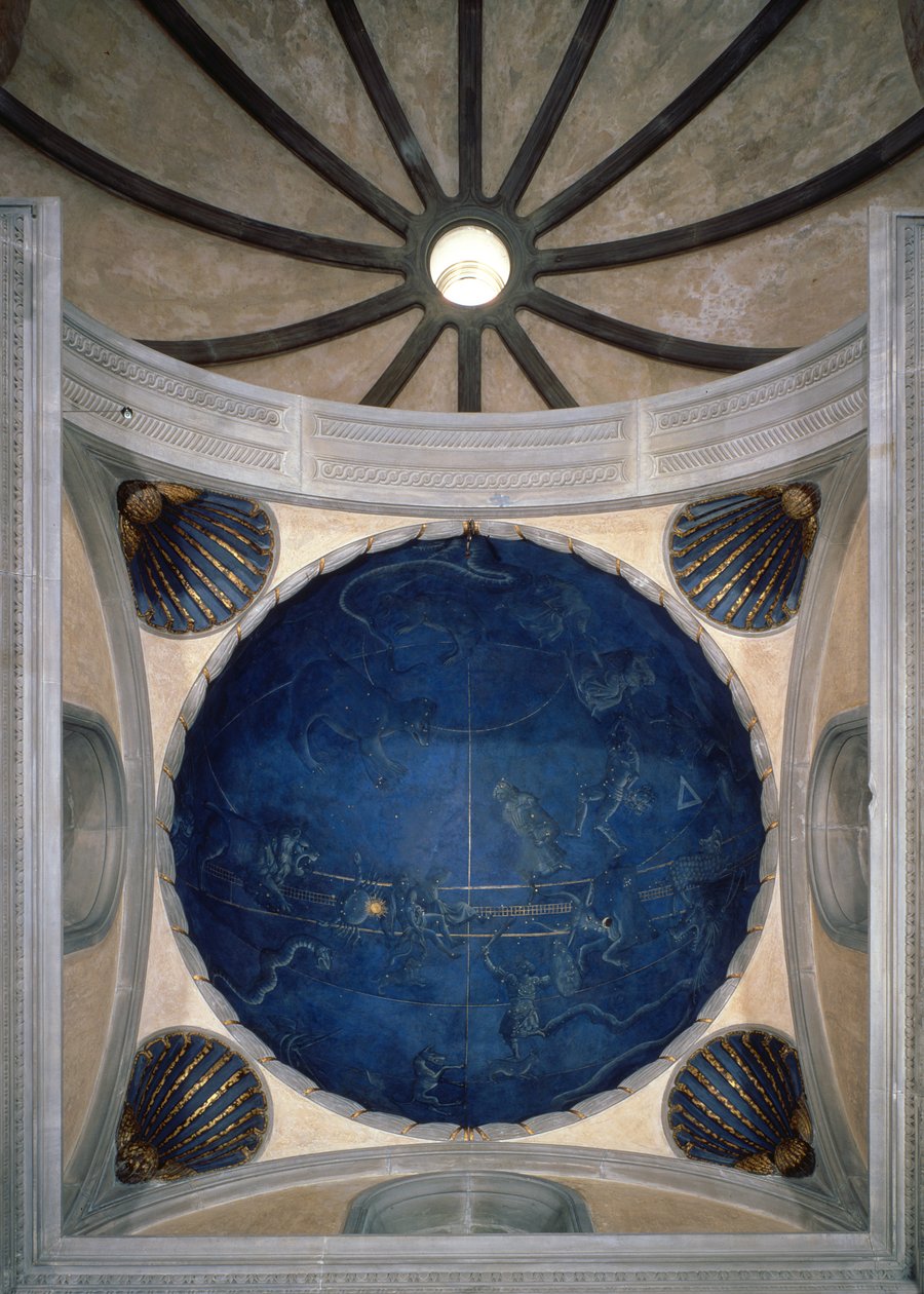 4 Temmuz 1442 gecesi, sunağın üstündeki alttan yıldızların arasından geçen Güneş Yolu, c.1430 by Giuliano dArrighi Pesello