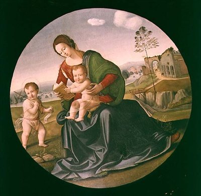 Vaftizci Yahya Bebek ile Madonna ve Çocuk (panel) by Giuliano Bugiardini