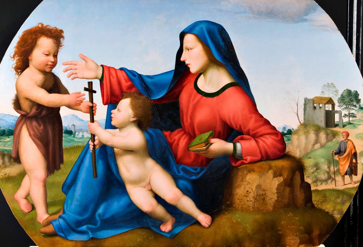 Genç Vaftizci Yahya ile Madonna ve Çocuk. by Giuliano Bugiardini