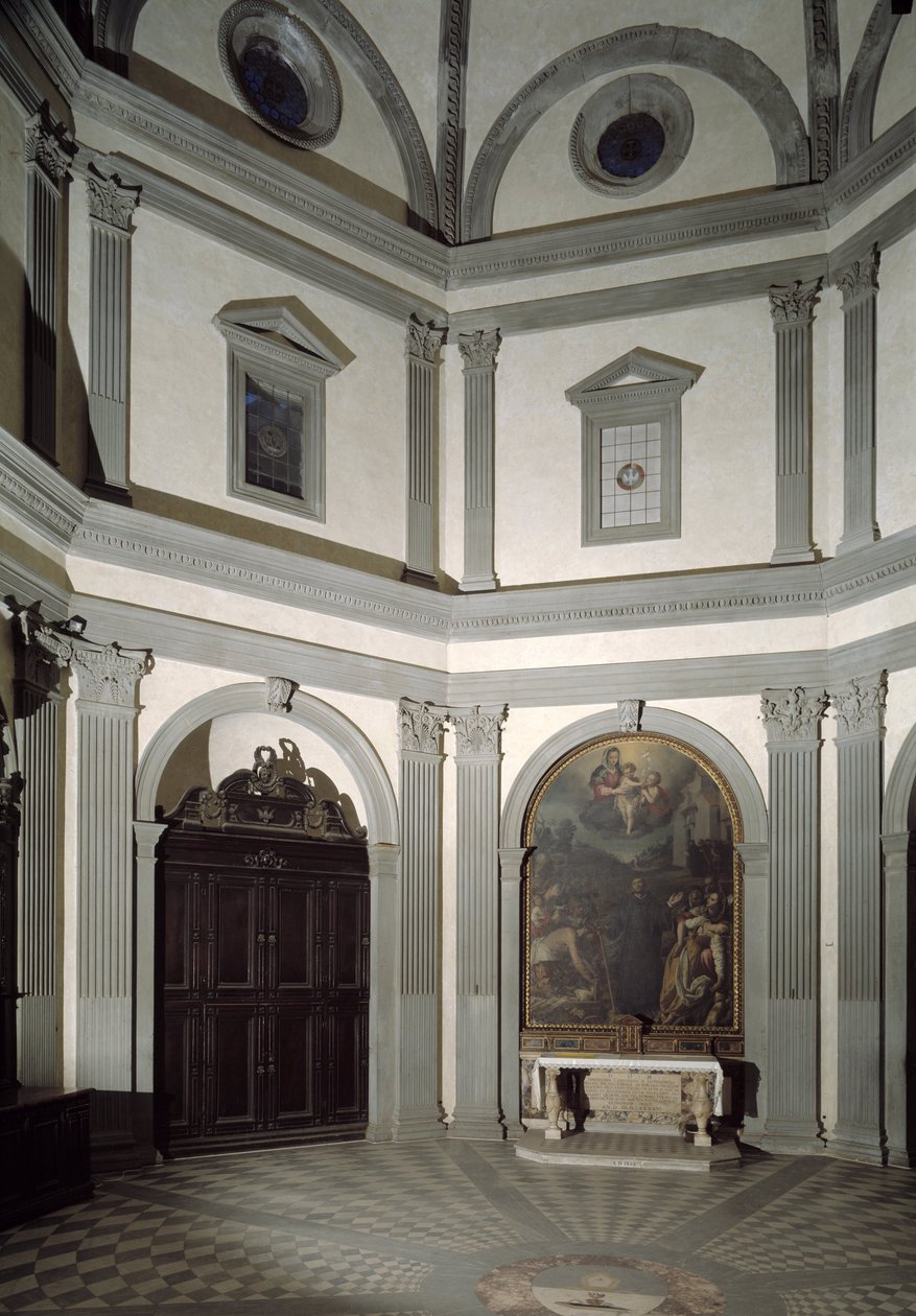 Giuliano da Sangallo (1445-1516) tarafından bir proje üzerine inşa edilen sekizgen kutsallığın görünümü by Giuliano Giamberti da Sangallo