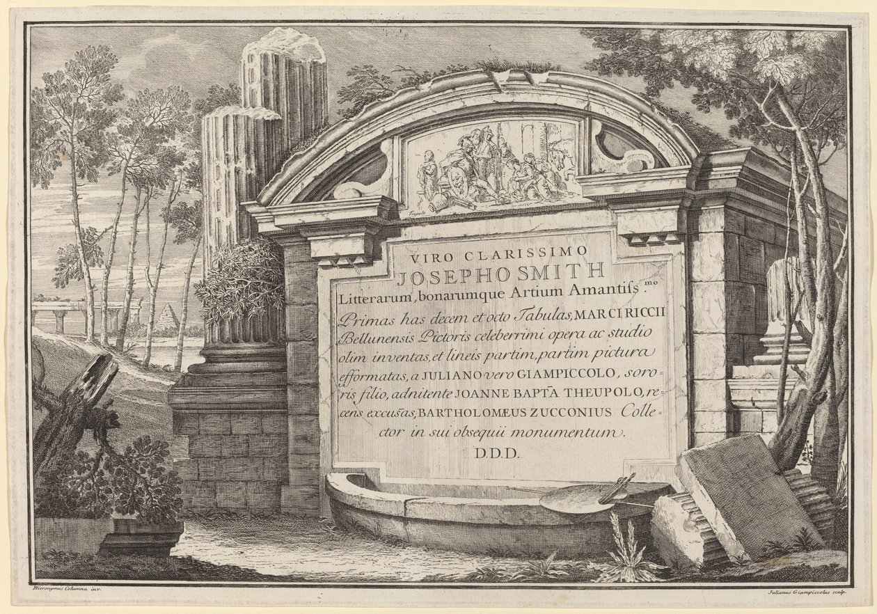 Bir Manzaradaki Klasik Kalıntılar: cephe parçası by Giuliano Giampiccoli and Giovanni Battista Tiepolo