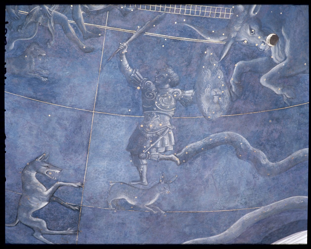 4 Temmuz 1442 gecesi, yıldızların arasından geçen Güneş Yolu, Orion ve Toros