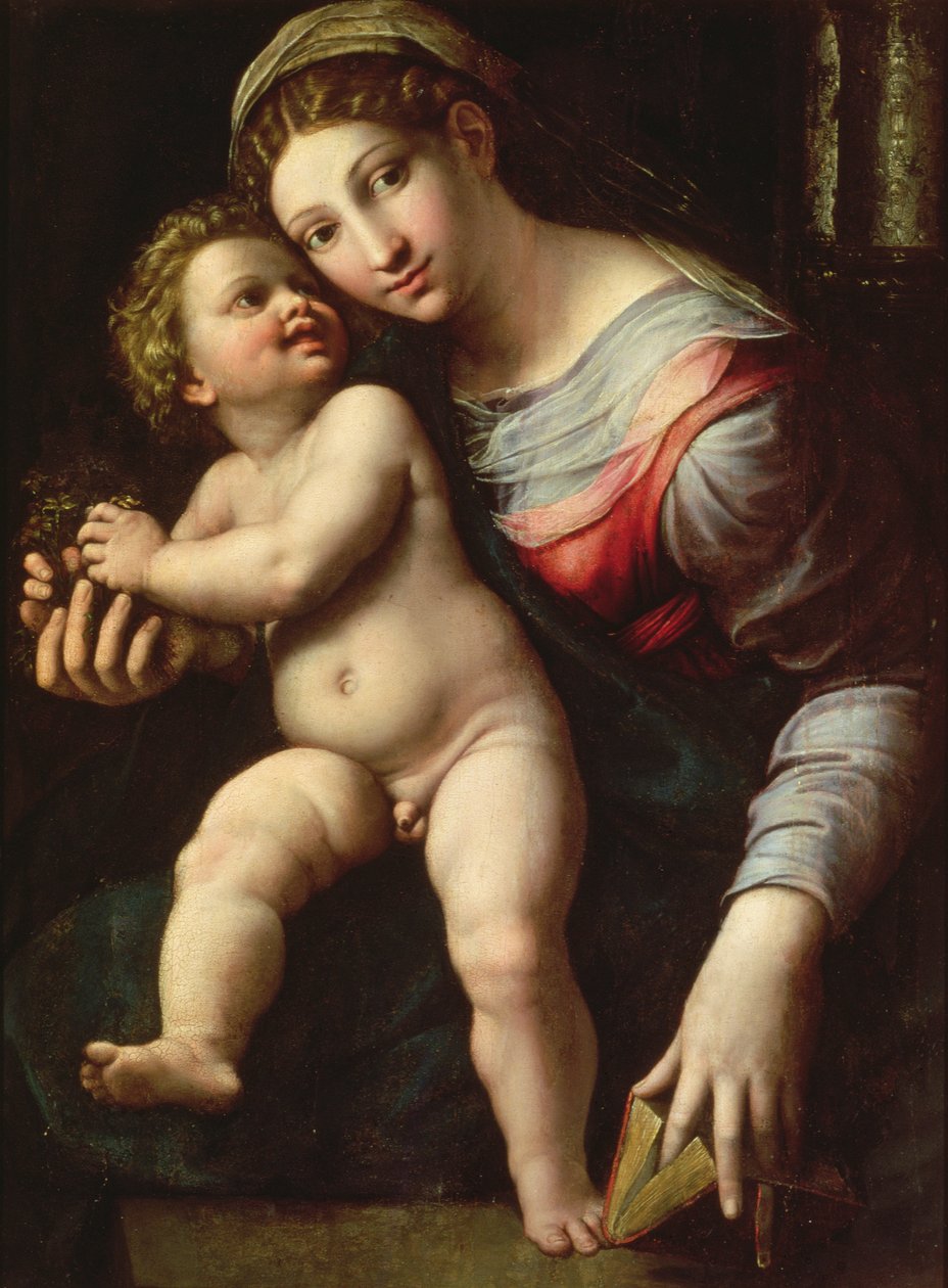 Madonna ve Çocuk, c.1530-40 (panel) by Giulio Romano