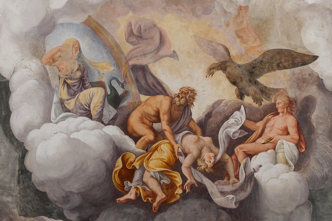 Olympus Tanrıları, Truva Atı, Truva Odası (Sala di Troia) by Giulio (and workshop) Romano