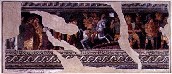 Bir zafer sahnesinin parçası (fresk) by Giulio (school of) Romano