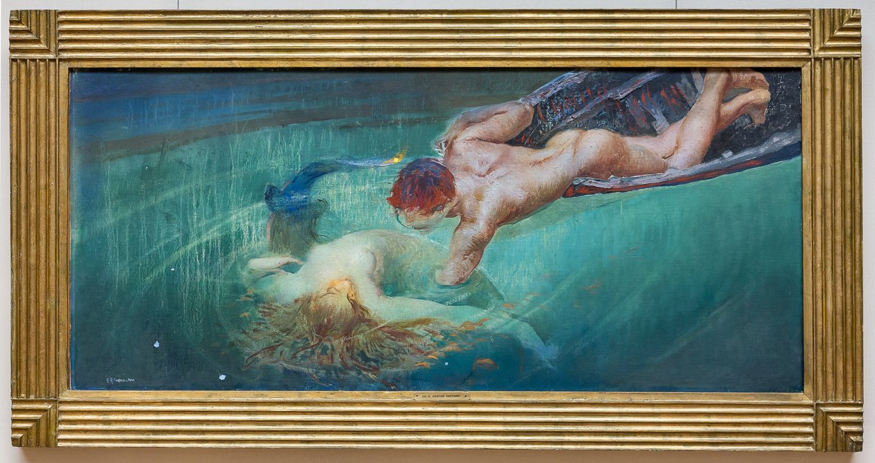 Denizkızı veya Yeşil Uçurum, c.1900 (tuval üzerine yağlı boya) by Giulio Aristide Sartorio