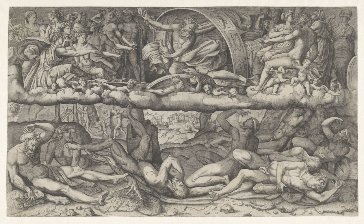 Tanrılar ve Devler Savaşı La lotta fra dei e devasa by Giulio Bonasone (attributed to)