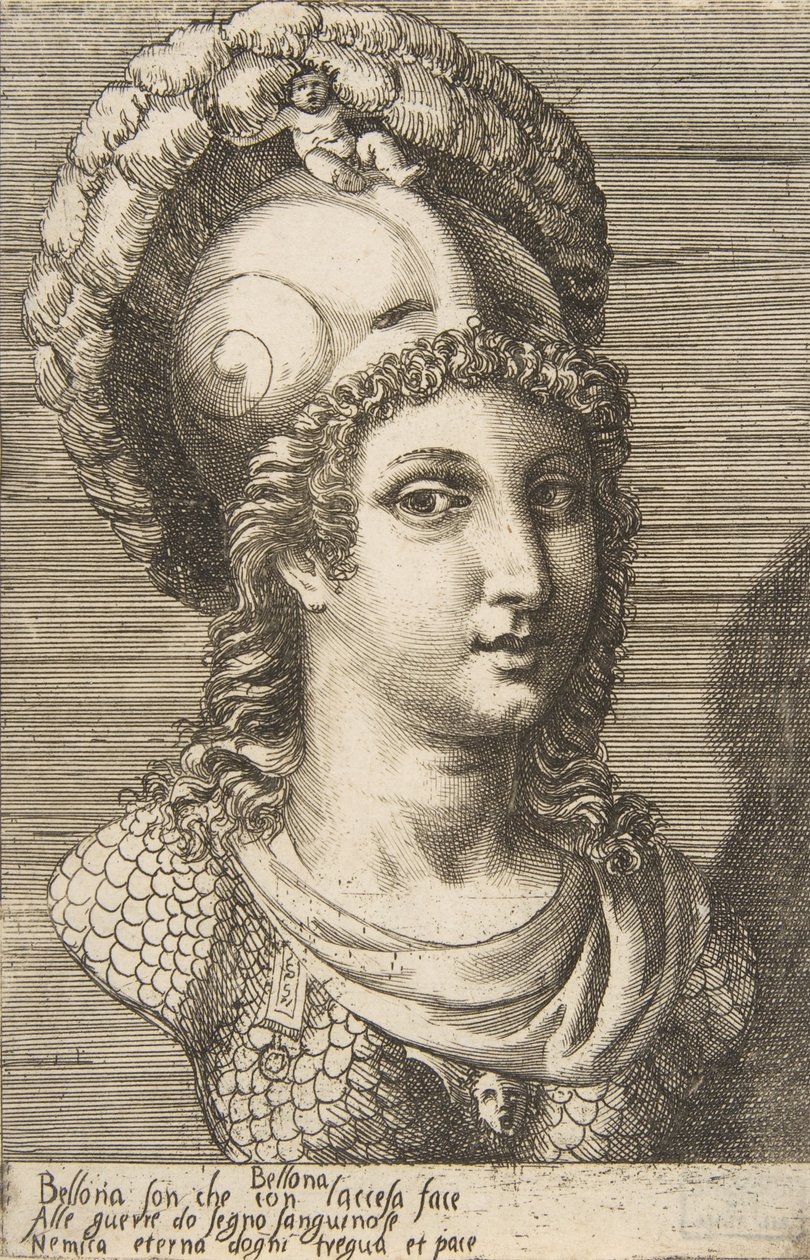 Bellona büstü, yak. 1531-76. by Giulio Bonasone