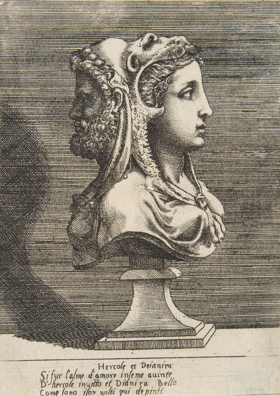 Herkül ve Dejanira büstü, yak. 1531-76. by Giulio Bonasone