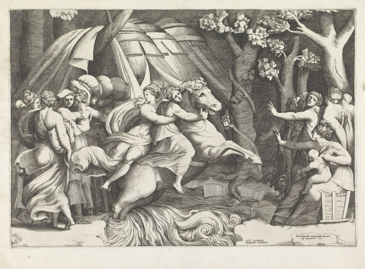Cloelia Tiber'i geçiyor by Giulio Bonasone