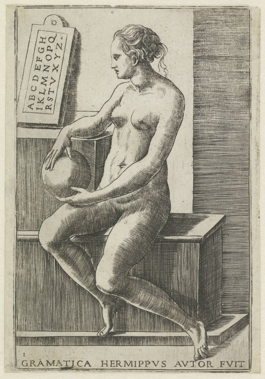 Dilbilgisi Dilbilgisi hermippus yazar fuit (nesne üzerindeki başlık) Yedi Liberal Sanatlar (dizi başlığı) by Giulio Bonasone