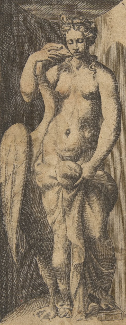 Leda ve kuğu, 1531-76 civarı. by Giulio Bonasone