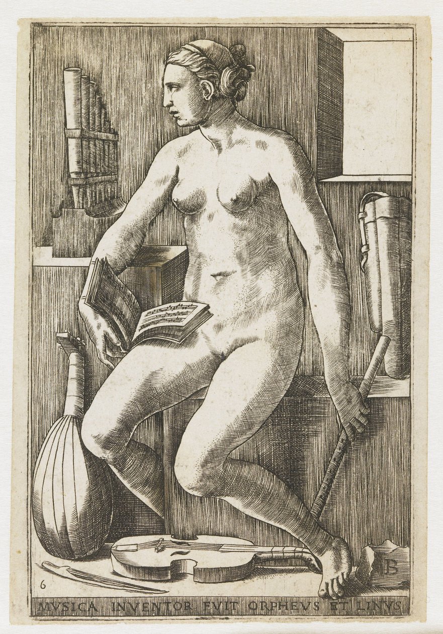 müzik Musica mucidi fuit Orpheus et Linus (nesne üzerindeki başlık) Yedi Liberal Sanatlar (dizi başlığı) by Giulio Bonasone