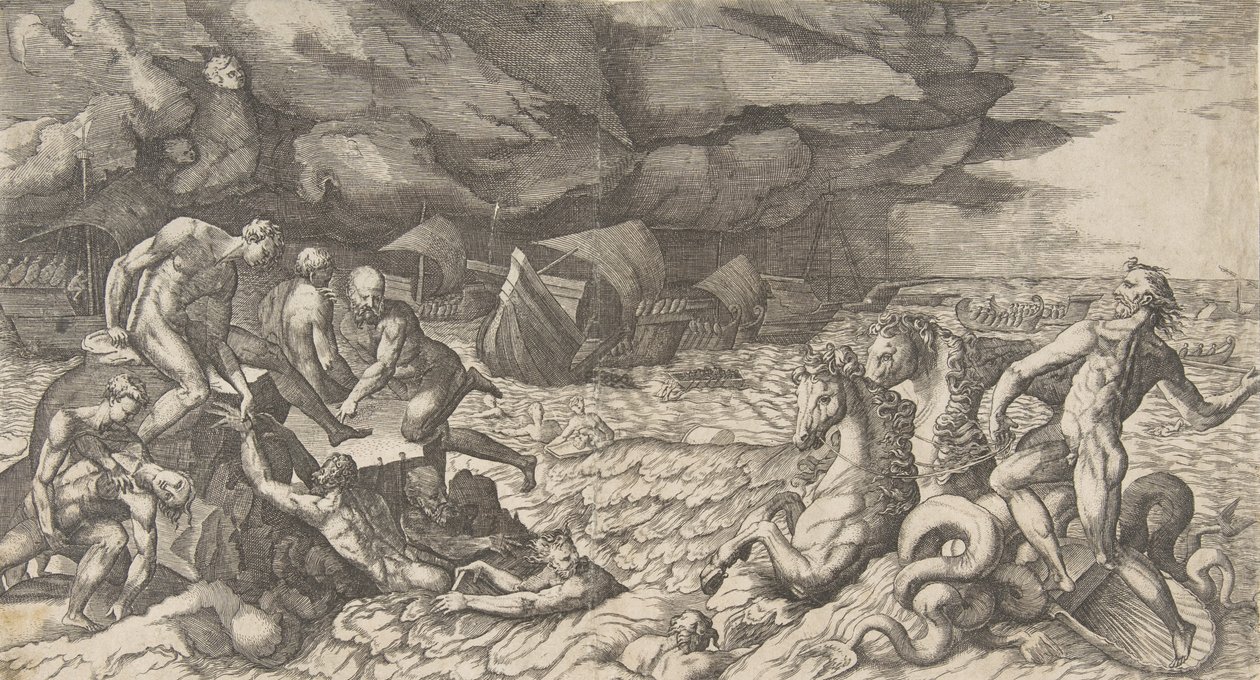 Neptün, Aeneas Filosuna karşı yükselen Tempest Aeolus