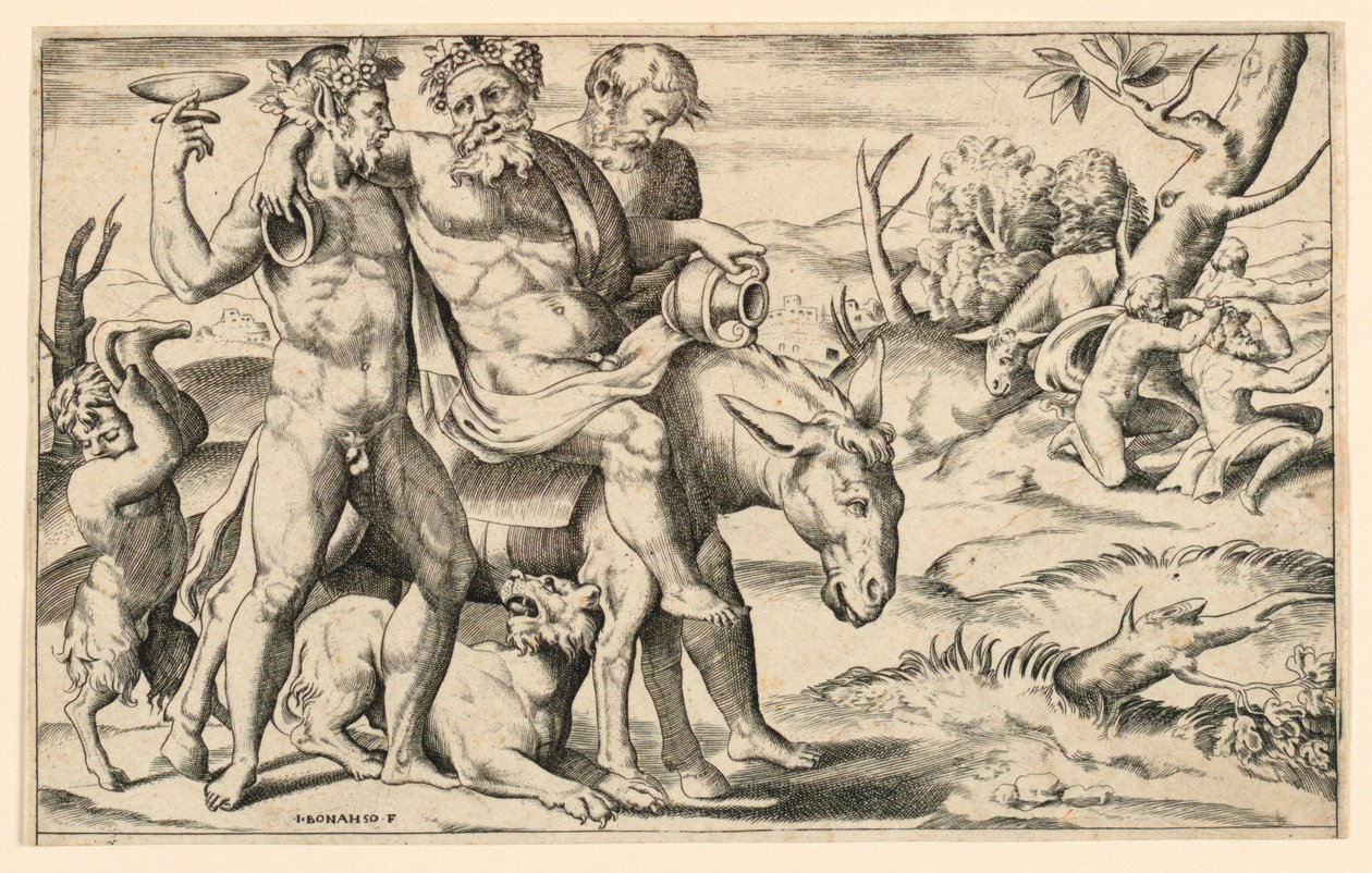 silenus bir eşek sürme by Giulio Bonasone