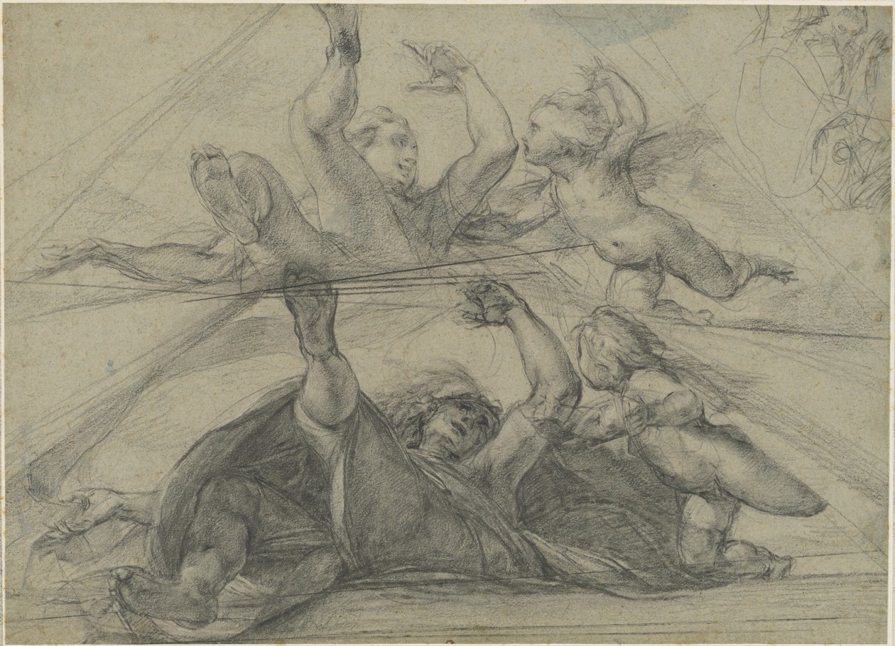 Bir Peygamberin Tavan Çalışmaları ve Aşağıdan Görülen Putto by Giulio Cesare Procaccini