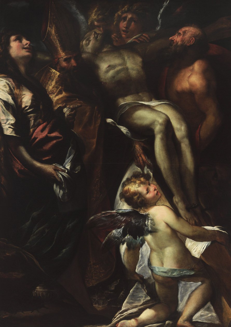 Aziz Mary Magdalene, Augustine, Jerome ve Angels ile Haçtan İniş, c. 1618 by Giulio Cesare Procaccini