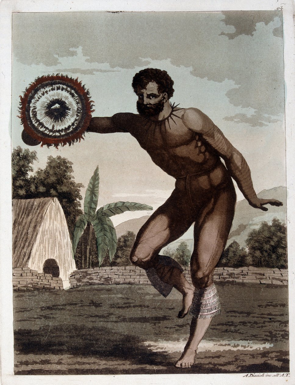 Sandviç Adalarının Dansı (Hawaii) - Dr. Jules Ferrario tarafından “” Antik ve Modern Kostüm”de, ed. Milano by Giulio Ferrario