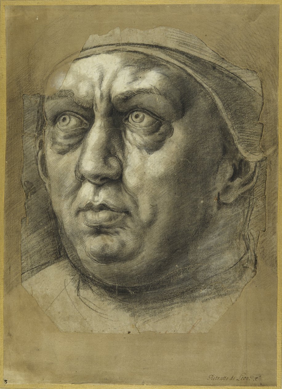 Papa Leo X Başkanı (kağıt üzerinde tebeşir) by Giulio Romano