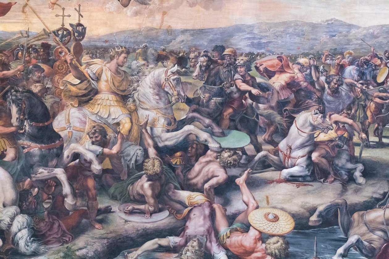 Milvian Köprüsü'ndeki Savaş, detay (fresk) by Giulio Romano