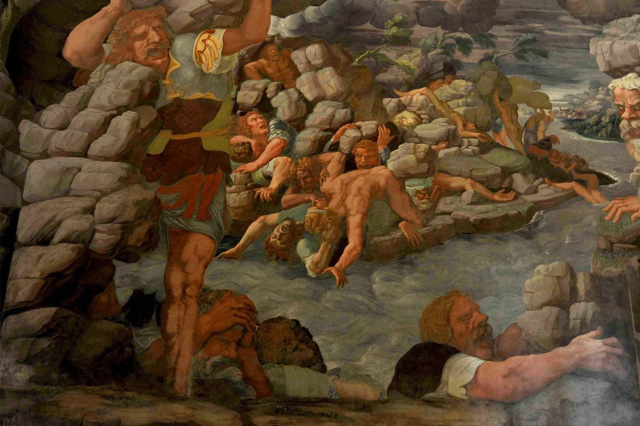 Devlerin Düşüşü Devler Salonu, 1536 by Giulio Romano