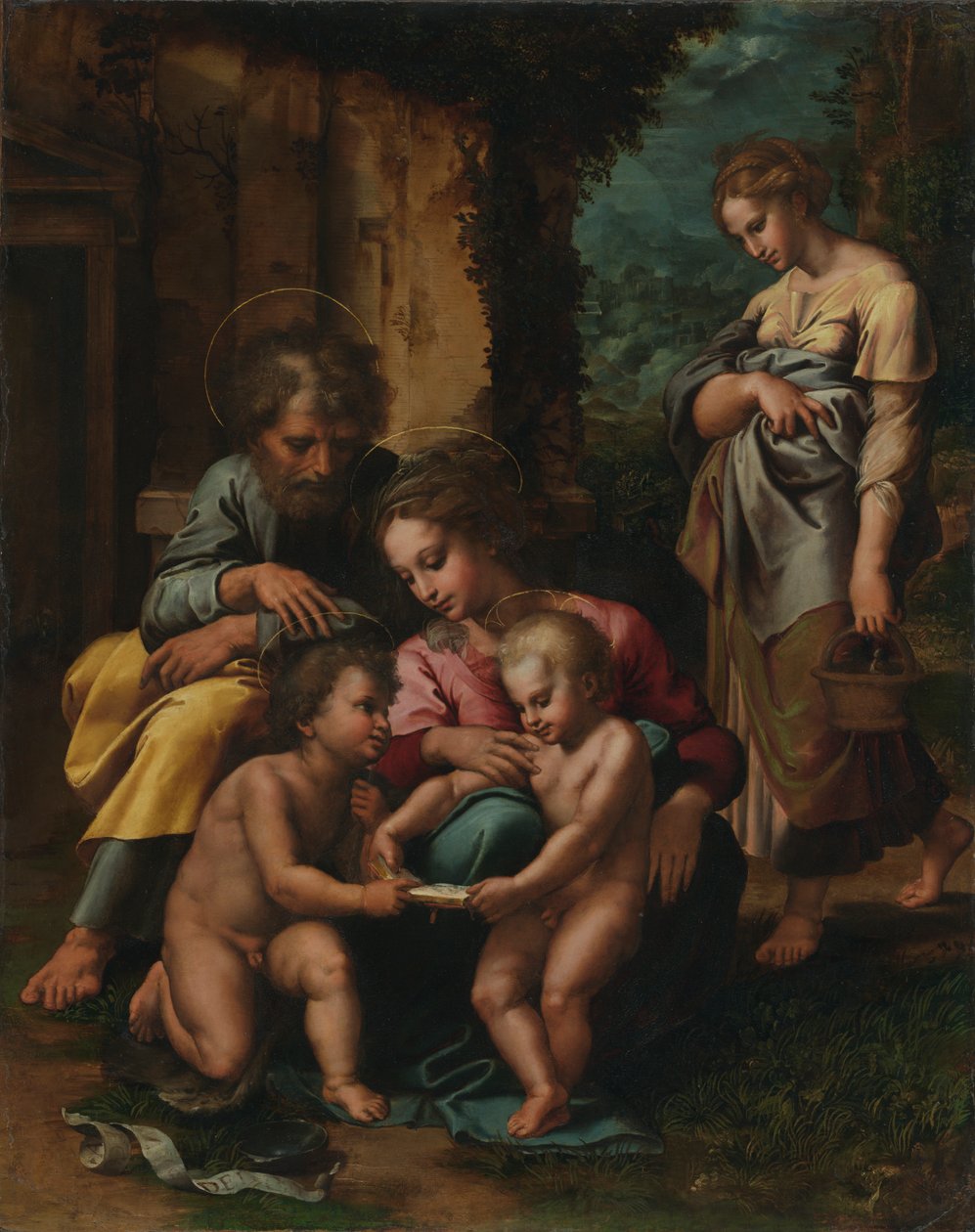 Kutsal Aile, c.1520-23 (panelde yağlı boya) by Giulio Romano