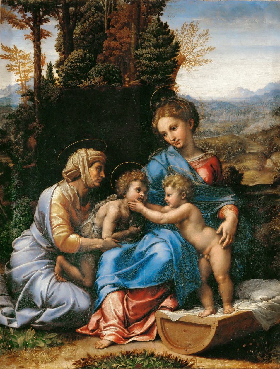 Çocukken Vaftizci Yahya ve Aziz Elizabeth La Petite Sainte Famille ile Kutsal Aile by Giulio Romano