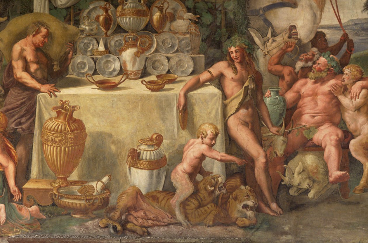 Aşk Tanrısı ve Ruhun Düğün Ziyafeti, detay by Giulio Romano