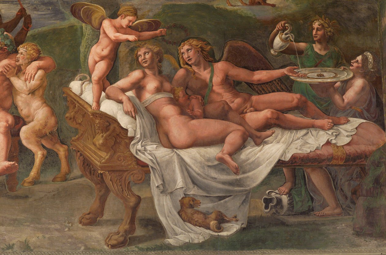 Aşk Tanrısı ve Ruhun Düğün Ziyafeti, detay by Giulio Romano
