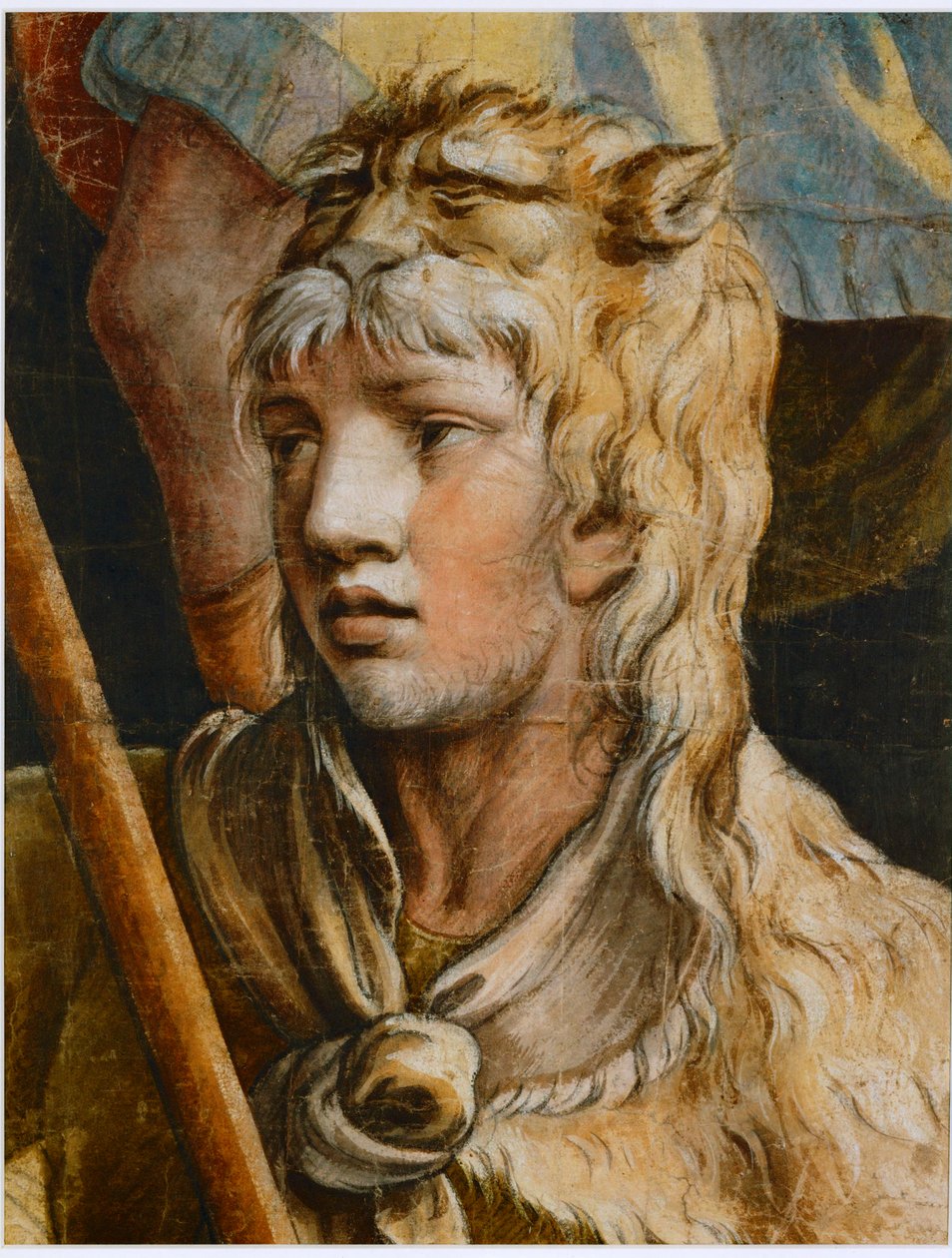 Genç Herkül. Renkli siyah tebeşir by Giulio Romano